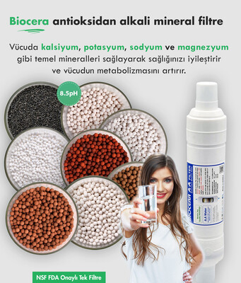 Biocera Antioksidan Alkali Su Filtresi (20 inch, giriş çıkış ½ inch 50 ton) - 2