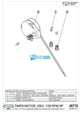 Fleck FL26775 Timer Motor 220 V 1/30 RPM - 2